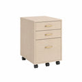 Archivador de oficina con ruedas de madera MDF color roble claro con 3 cajones estructura móvil 40 x 50 x 60 cm