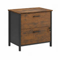 Archivador de dos cajones con cerradura estructura de acero y tablero de partículas rectangular marrón madera y negro 70 x 45 x 50 cm